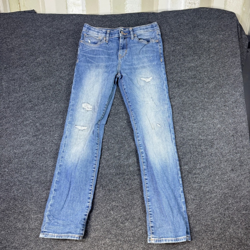 Old Navy Karate Slim Straight Jeans Women 12 Blue Denim Cotton Built In Flex Max